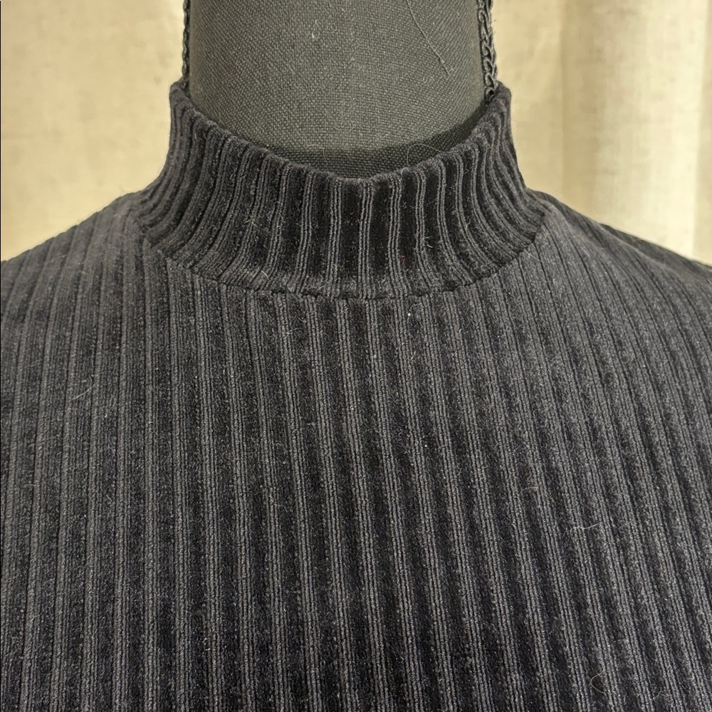 Black Ribbed Velour Mini Dress - Picture 5 of 5